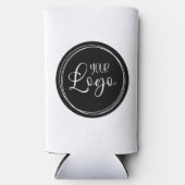 Uw zakelijke Logo op Black Circle Seltzer Blikjeskoeler (Voorkant)