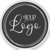 Uw zakelijke Logo op Black Circle Sticker (Voorkant)