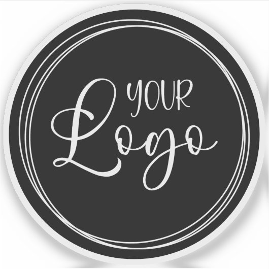 Uw zakelijke Logo op Black Circle Sticker (Voorkant)