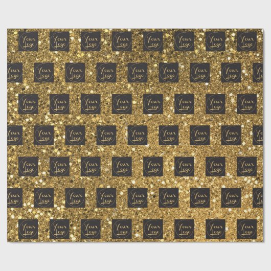 Uw zakelijke Logo op Gold Glitter Cadeaupapier (Vlak)