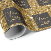 Uw zakelijke Logo op Gold Glitter Cadeaupapier (Rol Hoek)