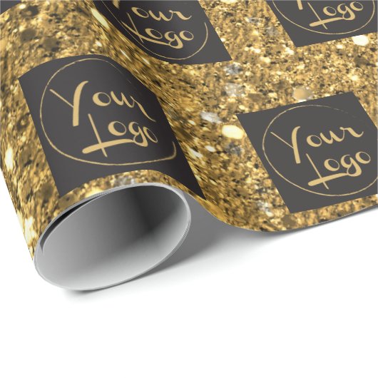 Uw zakelijke Logo op Gold Glitter Cadeaupapier (Rol Hoek)