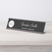 Uw zakelijke Logo op White Circle Bureau Naambordje (Voorkant)