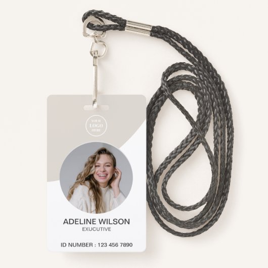 Uw zakelijke Logo & professionele foto-id toevoege Badge (Voorkant met draagriem)