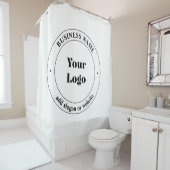 Uw zakelijke Logo & promotietekst | Wit Douchegordijn (In situ)