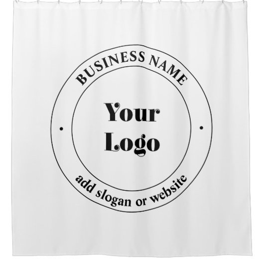 Uw zakelijke Logo & promotietekst | Wit Douchegordijn (Voorkant)