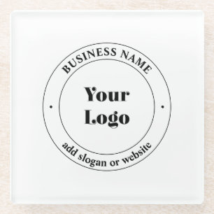 Uw zakelijke Logo & promotietekst   Wit Glazen Onderzetter