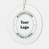 Uw zakelijke Logo & promotietekst | Wit Keramisch Ornament (Links)