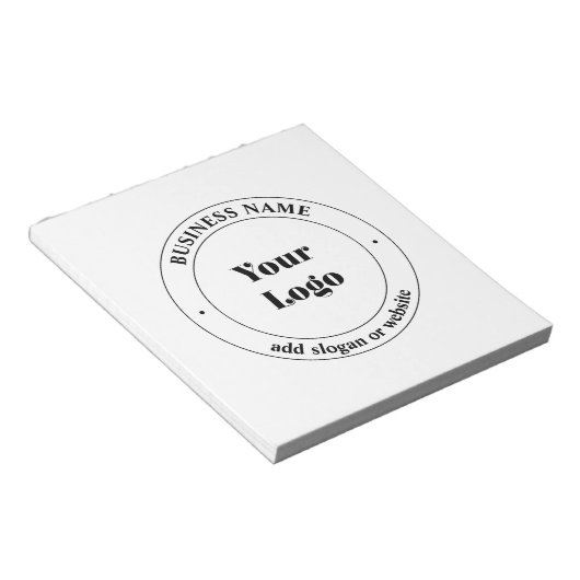 Uw zakelijke Logo & promotietekst | Wit Notitieblok (Schuin)