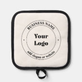 Uw zakelijke Logo & promotietekst | Wit Pannenlap (Voorkant)