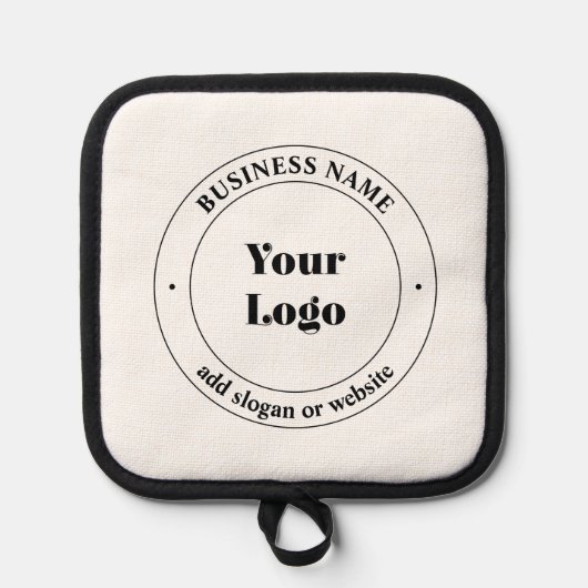 Uw zakelijke Logo & promotietekst | Wit Pannenlap (Voorkant)