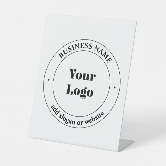 Uw zakelijke Logo & promotietekst | Wit Reclamebord Met Voetstuk (Voorkant)