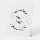 Uw zakelijke Logo & promotietekst | Wit Reclamebord Met Voetstuk (Voorkant)