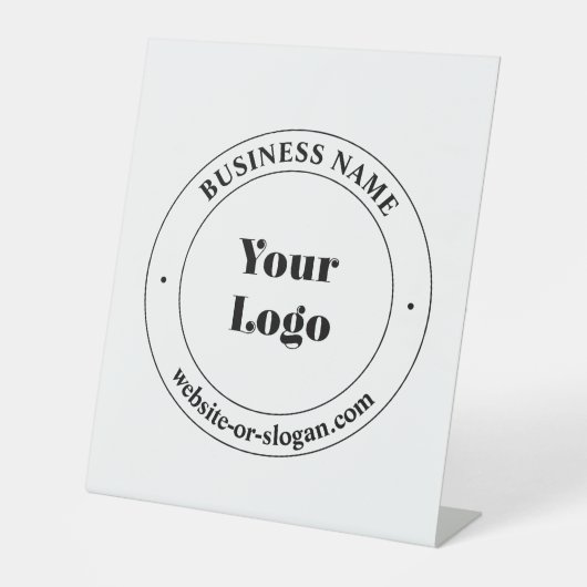 Uw zakelijke Logo & promotietekst | Wit Reclamebord Met Voetstuk (Voorkant)