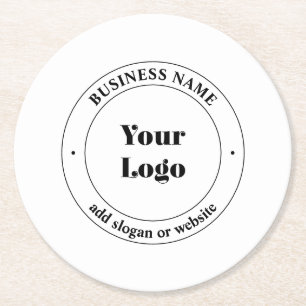 Uw zakelijke Logo & promotietekst   Wit Ronde Kartonnen Onderzetter