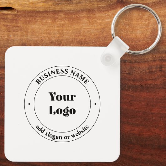 Uw zakelijke Logo & promotietekst | Wit Sleutelhanger (Achterkant)