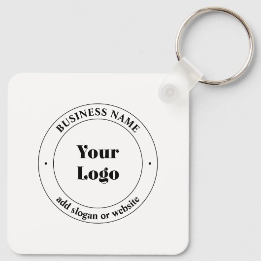 Uw zakelijke Logo & promotietekst | Wit Sleutelhanger (Achterkant)