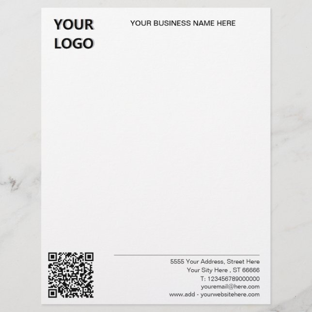Uw zakelijke Logo QR-codenaam Adres Letterhead Briefhoofd (Voorkant)