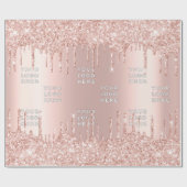 Uw zakelijke Logo Roos Gold Glitter Druppelt Cadeaupapier (Vlak)