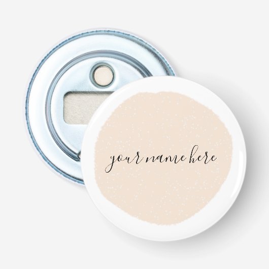 Uw zakelijke Logo roze penseel Button Flesopener (Voorkant)