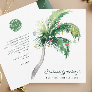 Uw zakelijke Logo Tropische Palmboom Kerstmis Notitiekaartje