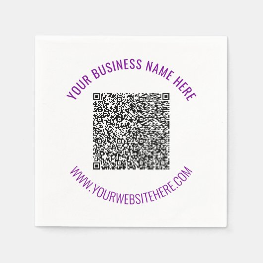 Uw Zakelijke QR Code Servetten Voorbeeld Aangepast (Voorkant)