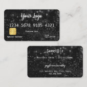 Uw zwarte, glitter-look-creditcard voor uw Logo Visitekaartje (Voorkant / Achterkant)