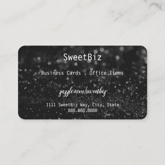Uw zwarte, glitter-look-creditcard voor uw Logo Visitekaartje (Achterkant)