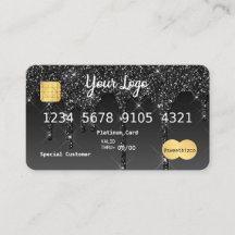 Uw zwarte Logo-drip glitter-look-creditcard