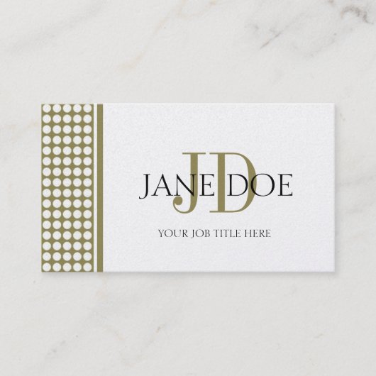 UwJobTitle Monogram Dot Gold Paper Visitekaartje (Voorkant)