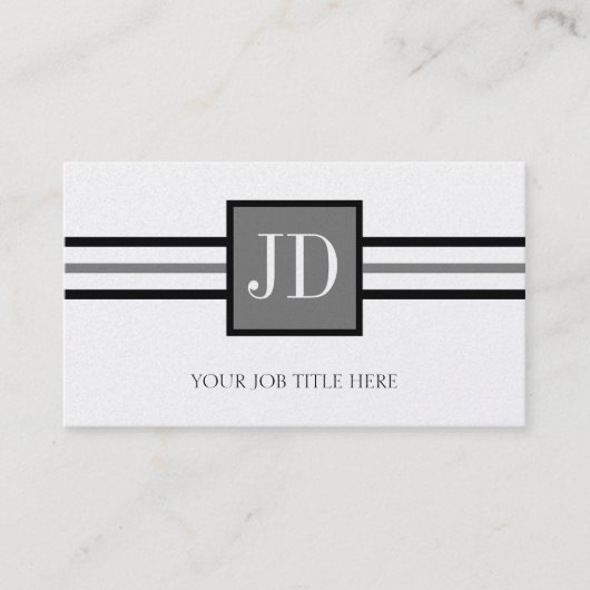UwJobTitle Monogram Premium Platinum-papier Visitekaartje (Voorkant)