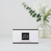 UwJobTitle Platinum Blk/Silver Square monogram Visitekaartje (Staand voorkant)
