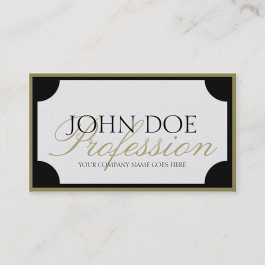 UwTaakTitel W/B Gold Border/ Manuscript Visitekaartje (Voorkant)