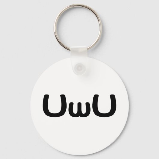 UwU Blij Anime Gezicht Emoticon Sleutelhanger (Voorkant)