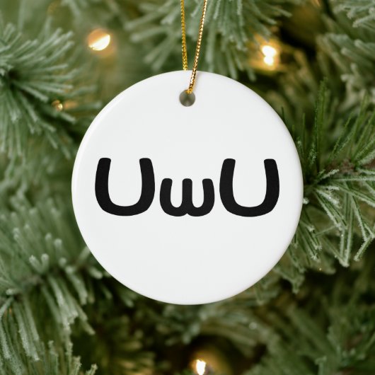 UwU Gelukkig Anime Gezicht Emoticon Keramisch Ornament (Boom)