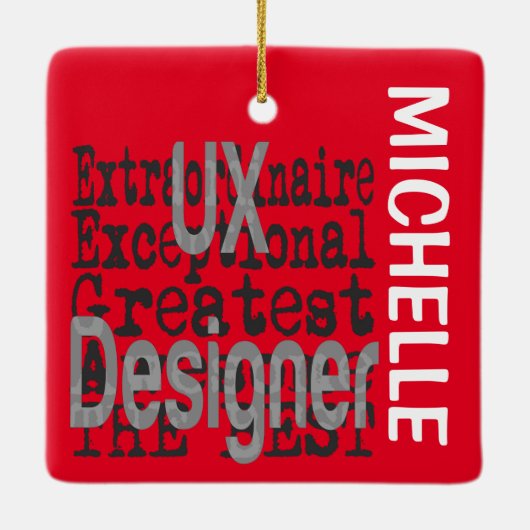 UX Designer Extraordinaire CUSTOM Keramisch Ornament (Achterkant)
