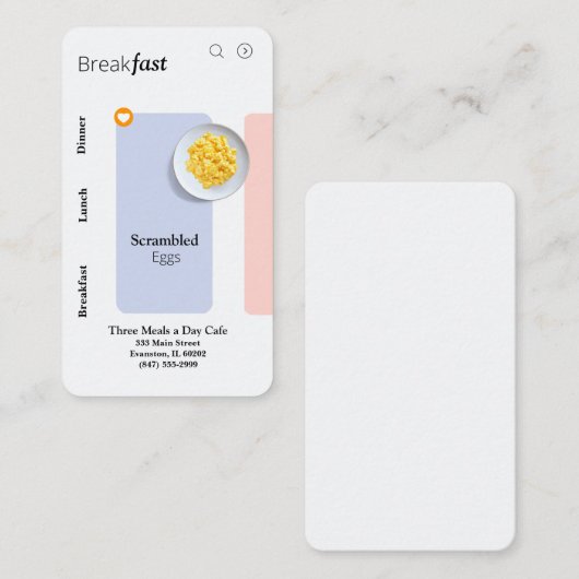 UX UI-formaat Restaurant visitekaartje (Voorkant / Achterkant)