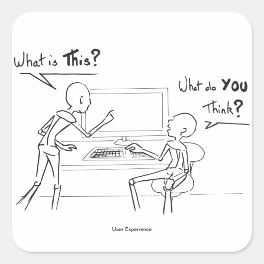 UX - What do you Think - user experience design Vierkante Sticker (Voorkant)