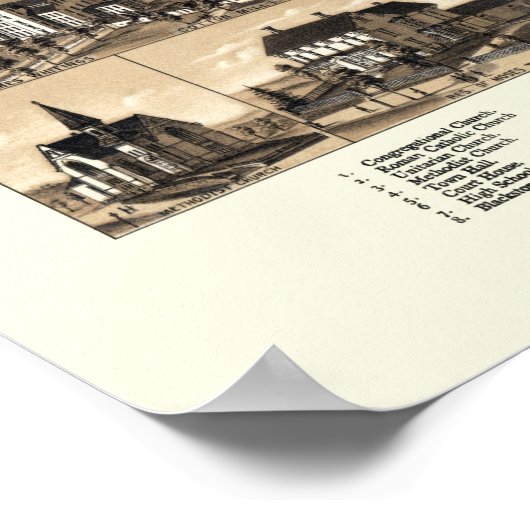 Uxbridge, MA Panoramic Map - 1880 Poster (Hoek)