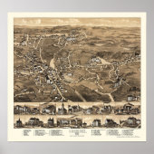 Uxbridge, MA Panoramic Map - 1880 Poster (Voorkant)