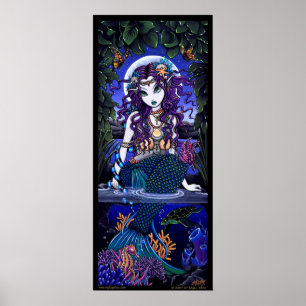 Uxia Original Ocean Scape Dark Mermaid HUGE Poster
