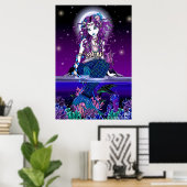 Uxia Twilight Moon Mermaid Poster (Thuiskantoor)