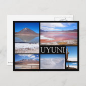 Uyuni meerdere afbeeldingen collage zwarte tekst b briefkaart (Voorkant / Achterkant)