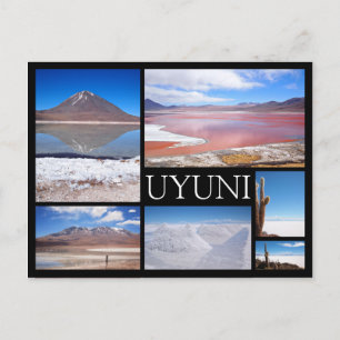 Uyuni meerdere afbeeldingen collage zwarte tekst b briefkaart