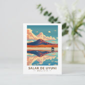 Uyuni Salt Flat Bolivia Motorcycle Travel Art Briefkaart (Staand voorkant)
