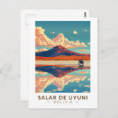Uyuni Salt Flat Bolivia Motorcycle Travel Art Briefkaart (Voorkant / Achterkant)