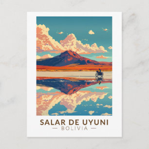 Uyuni Salt Flat Bolivia Motorcycle Travel Art Briefkaart