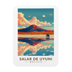 Uyuni Salt Flat Bolivia Motorcycle Travel Art Magneet