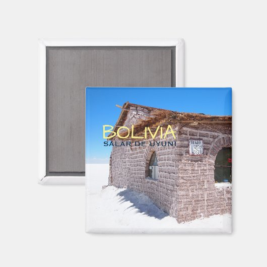 Uyuni zout hotel in Bolivia tekstmagneet Magneet (Voorkant / Achterkant)