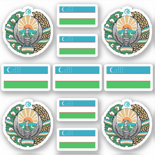 Uzbek national symbols / coat of arms and flag sti sticker (Voorkant)